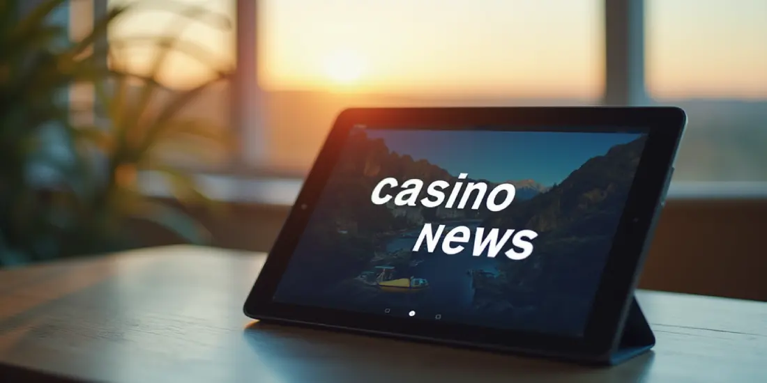 tablet with casino site news on the table